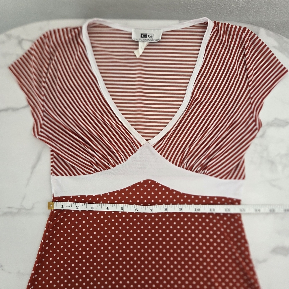 Red and White Striped and Polka Dot Womena Top Size Small - Picture 12 of 15